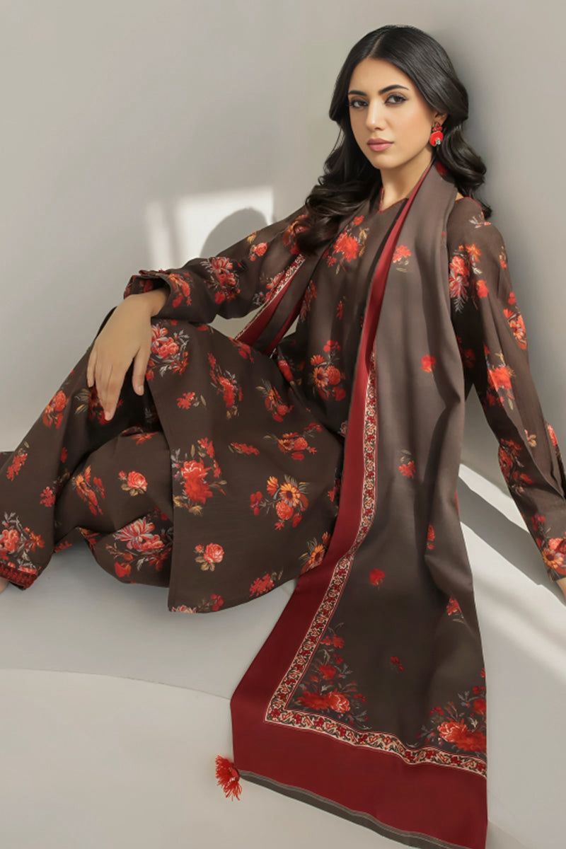 SAPPHIRE -3PC KARANDI  Bana Dori Printed  Shirt With Printed Duppta DF-KR-32