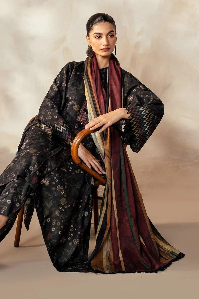 BAROQUE - 3PC Lawn Printed Shirt With Voile Printed Dupatta