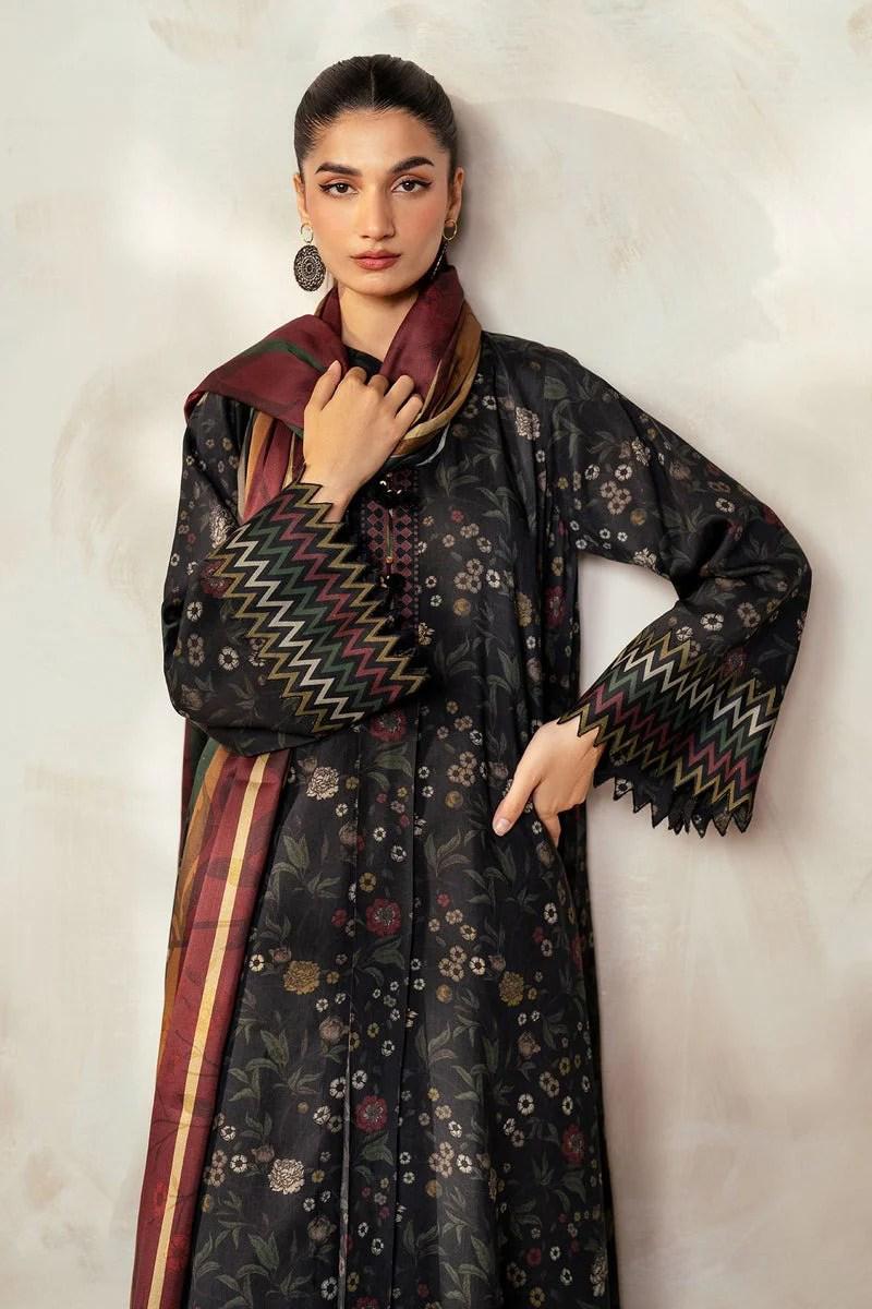 BAROQUE - 3PC Lawn Printed Shirt With Voile Printed Dupatta