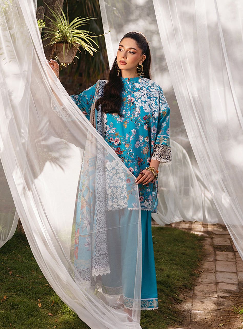 BAROQUE - 3PC Lawn Printed Shirt With Voile Printed Dupatta