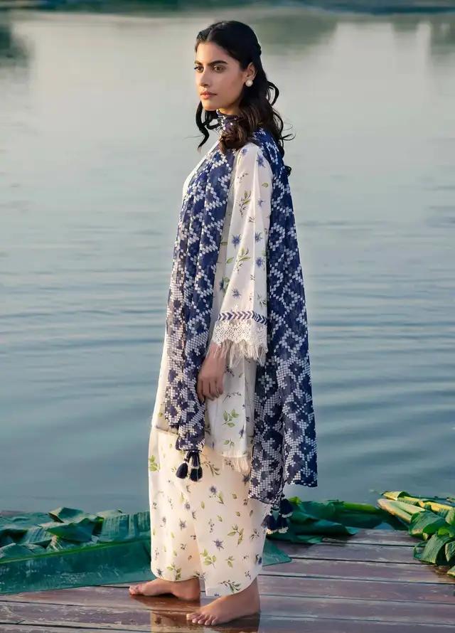 BAROQUE - 3PC Lawn Printed Shirt With Voile Printed Dupatta