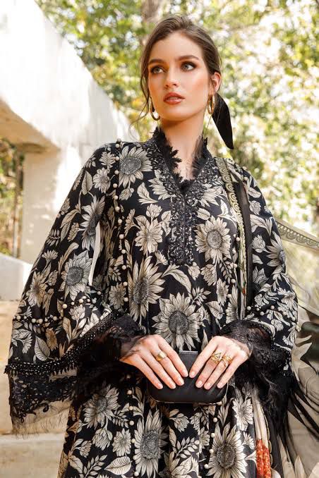 BAROQUE - 3PC Lawn Printed Shirt With Voile Printed Dupatta