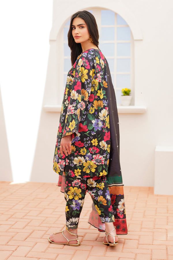 BAROQUE - 3PC Lawn Printed Shirt With Voile Printed Dupatta