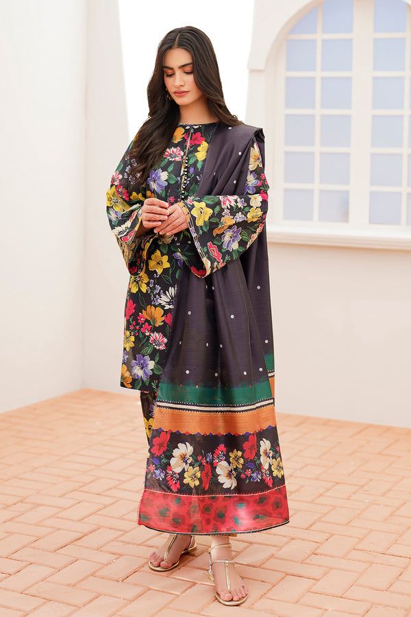 BAROQUE - 3PC Lawn Printed Shirt With Voile Printed Dupatta