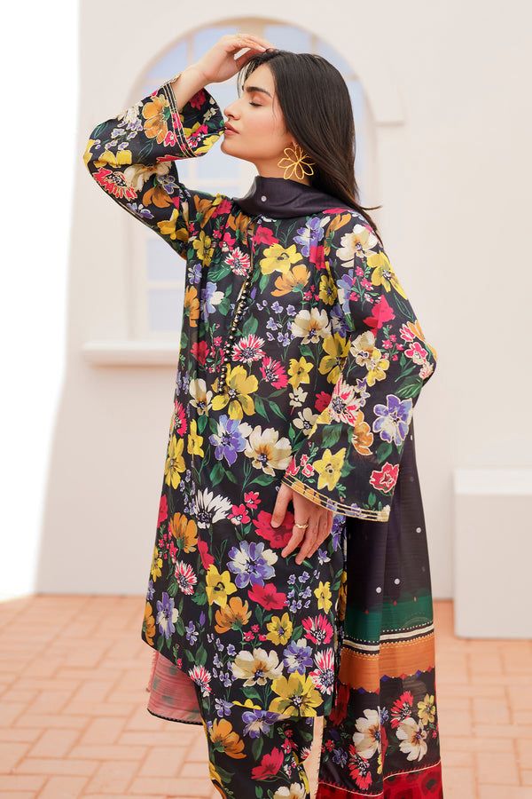 BAROQUE - 3PC Lawn Printed Shirt With Voile Printed Dupatta